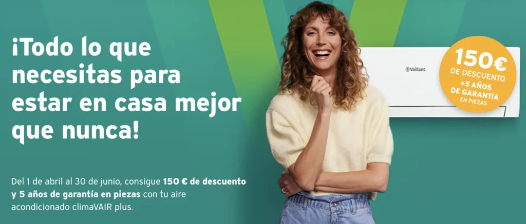 descuento 150 euros de aire acondicionado vaillant, instalación en Vitoria 